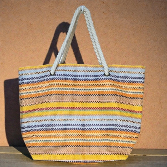 Handbags - Striped Multicolor Large Tote Bag